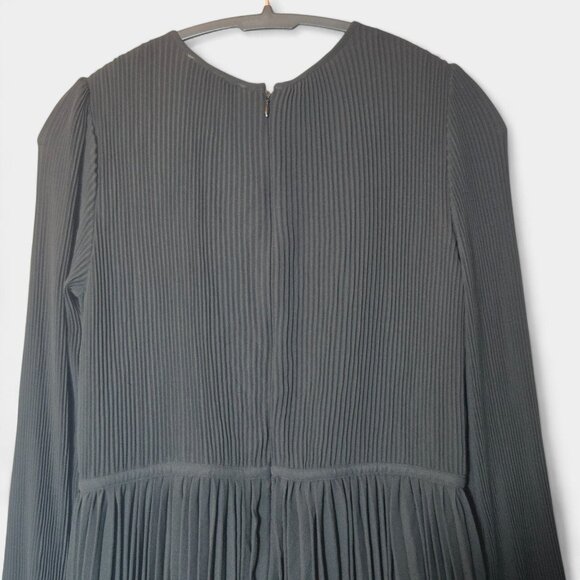 Michael Kors Pleated Mini Dress Black PM Long Sleeves Flowy Wedding Guest NWT - Picture 8 of 12